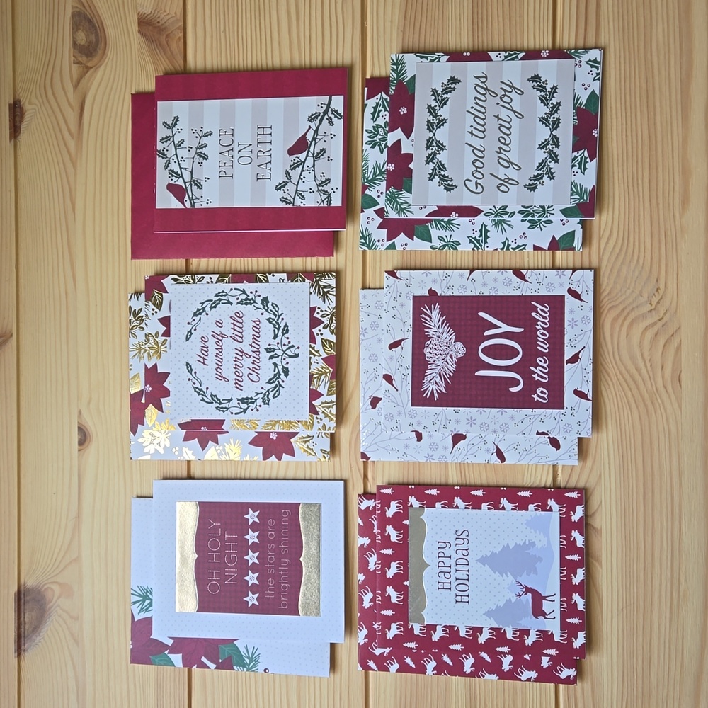 Handmade Christmas Holiday Cards & Envelopes